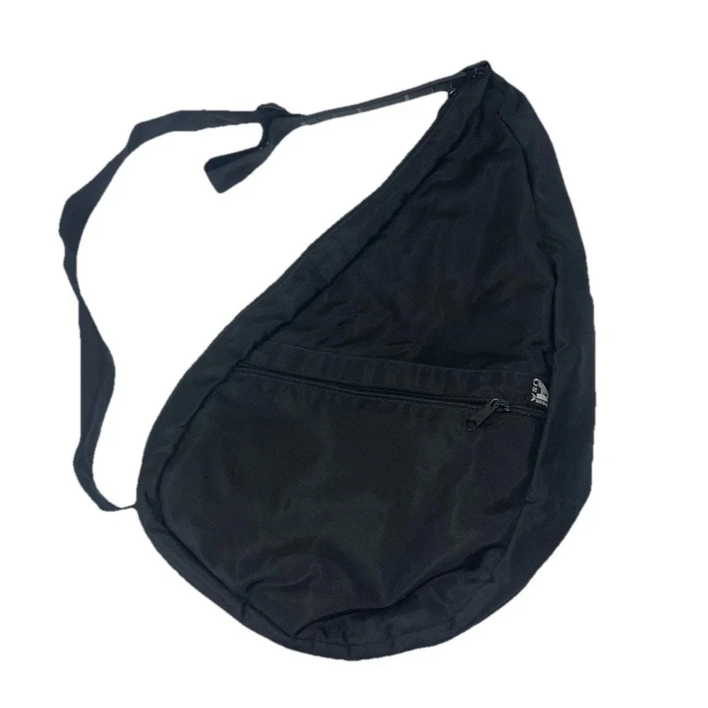 LL Bean Ameribag Healthy Back Bag Black Nylon Sling Backpack Vintage Travel Bag
